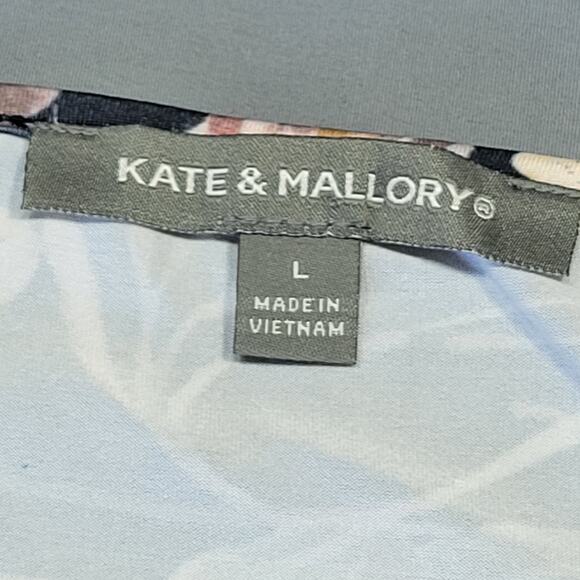 Kate Mallory Black Shirt Stretch Trendy Cottage Floral Sleeveless Women's Size L - Picture 3 of 7